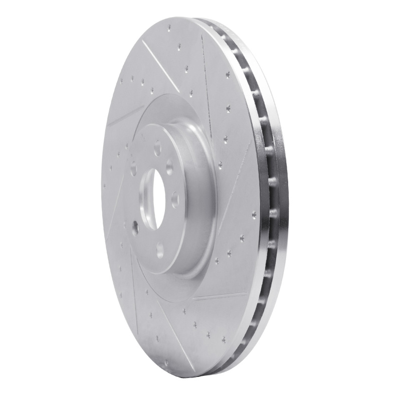 Volvo XC90 Brake Rotor (1) - Front Right - R1 Concepts - Drilled & Slotted - Silver - `16-`26